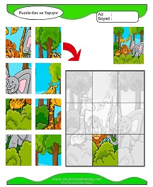 Puzzle Kes Yapıştır Çalışma Sayfaları